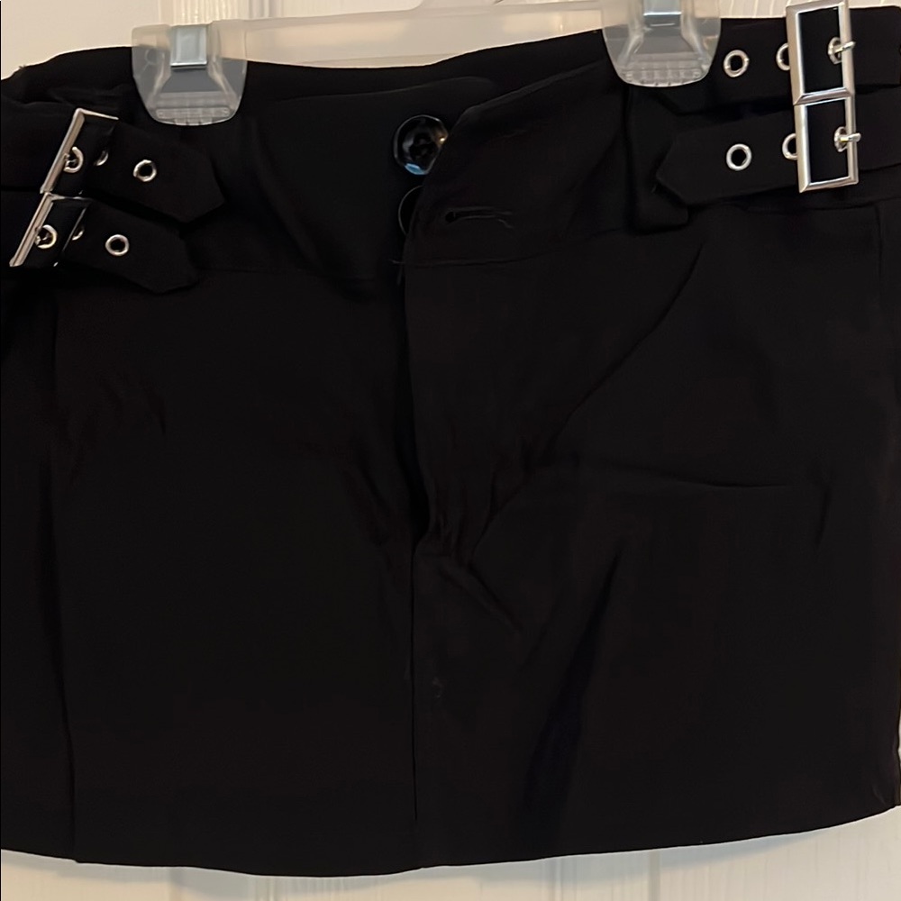 SHEIN Black Mini Skirt with Buckle Detail